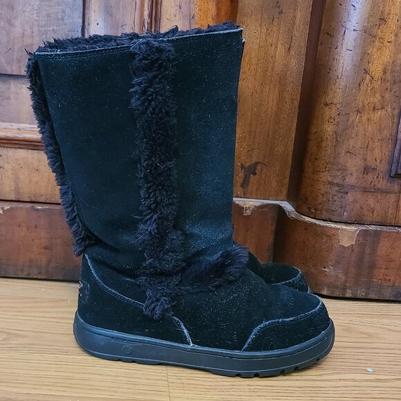 UGG BOOTS NIGHTFALL MID-CALF BLACK SHEARLING FUR-LINED SUEDE LEATHER 5 women's - Picture 3 of 7